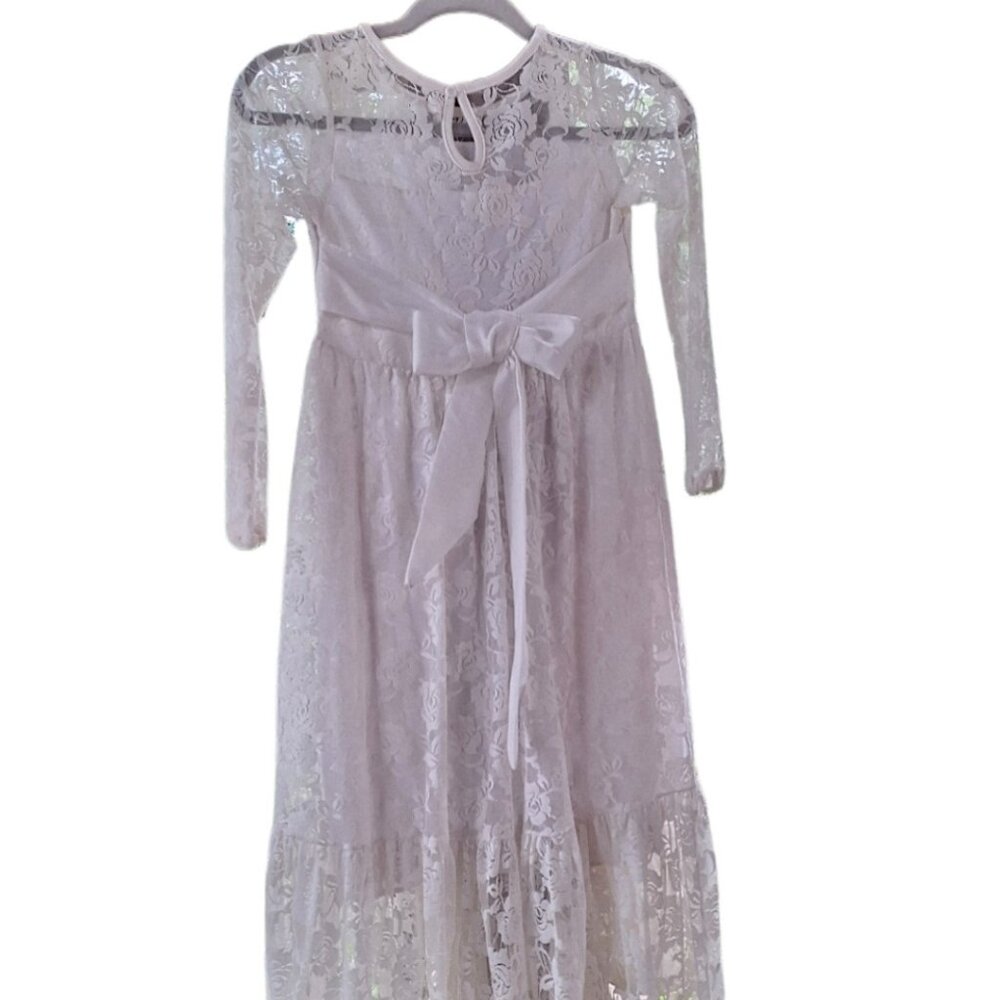 Girls Size 12 White Lace Confirmation Flower Girl Formal Party First Communion